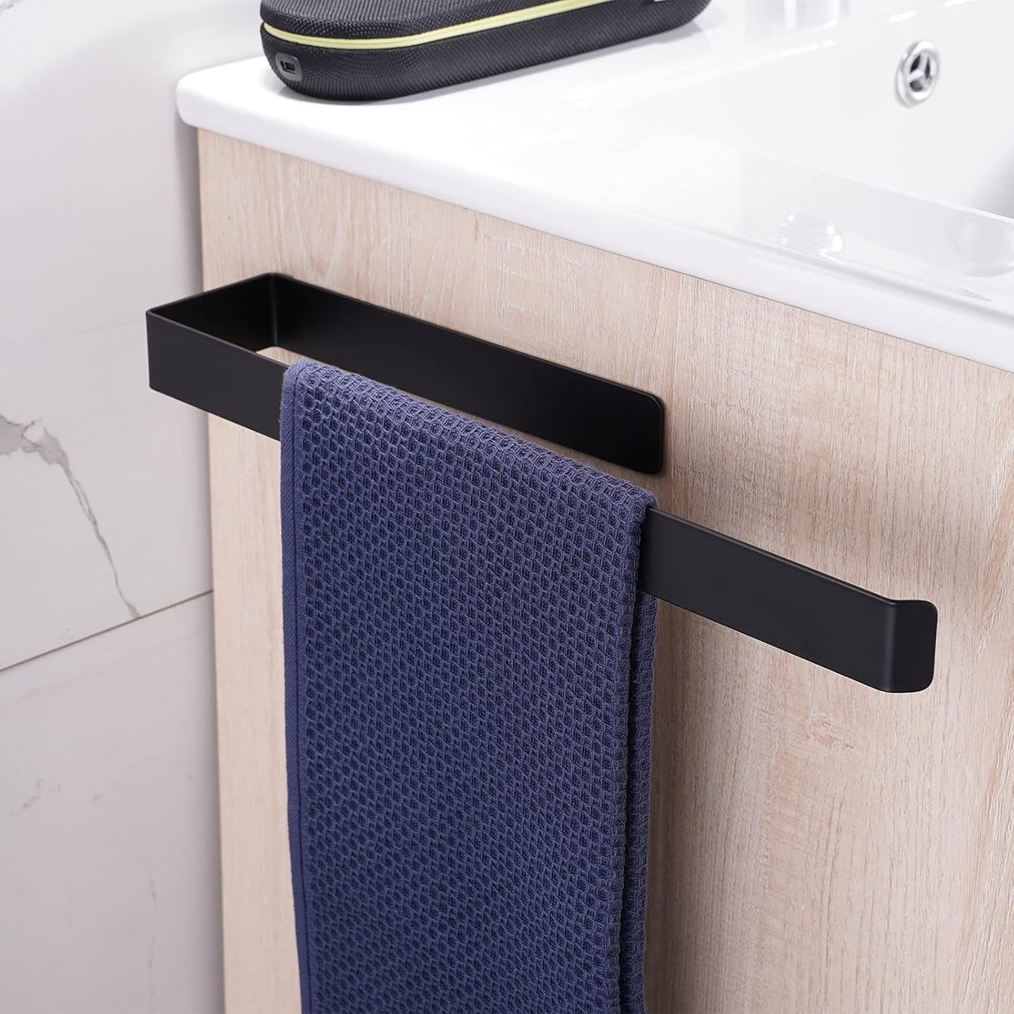 Aikzik Handtuchhalter, Handtuchhalter ohne Bohren, 304 Edelstahl Geschirrtuchhalter für Bad & Küche, Schwarz matt