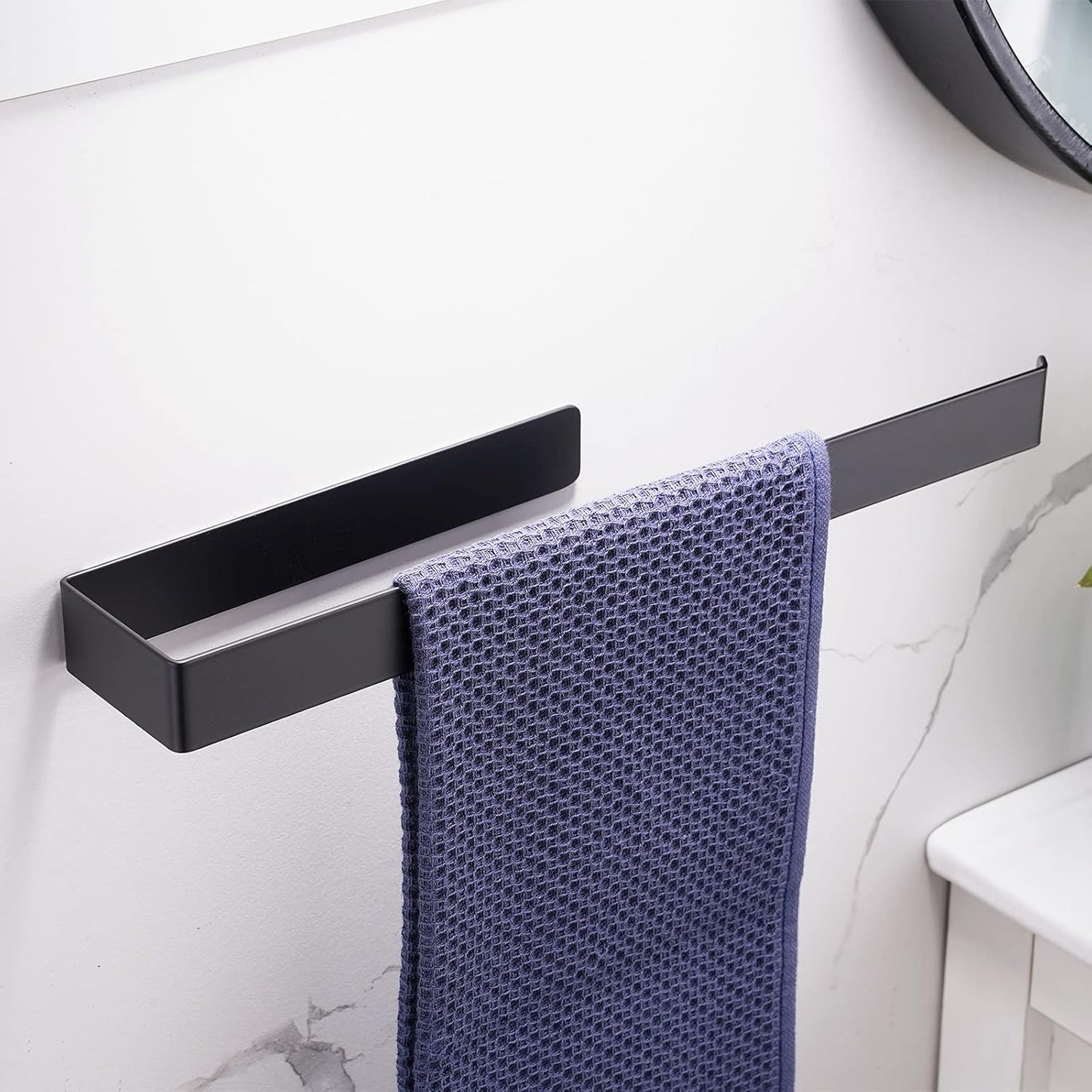 Aikzik Handtuchhalter, Handtuchhalter ohne Bohren, 304 Edelstahl Geschirrtuchhalter für Bad & Küche, Schwarz matt