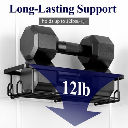 Kitsure Duschablage ohne Bohren - 2 Stück rostfreie Badezimmer Organizer, schnell trocknende Badregal, mit großer Kapazität, langlebige Shampoo Halterung für Dusche aus Edelstahl, Large, Schwarz