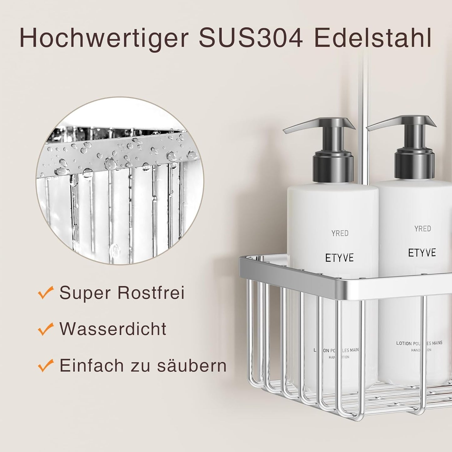 Duschablage Ohne Bohren Duschregal Hängen - Duschablage Zum Hängen Shampoo Halterung Für Dusche Duschkorb Ohne Bohren Dusche Halterung Shower Shelf Bad Regal Seifenhalter SS304 Edelstahl 30x13x8,5cm