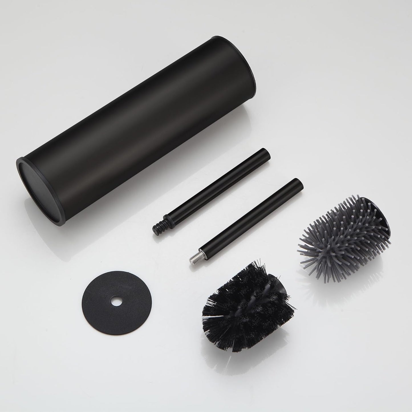 DAZI Klobürste freistehende metallisch, Schwarze Matte Toilettenbürste mit 2 Langen WC-Bürsten für eine Tiefenreinigung des Waschbeckens, Klobürste schwarz mit Tropf- und Verstopfungshemmung.