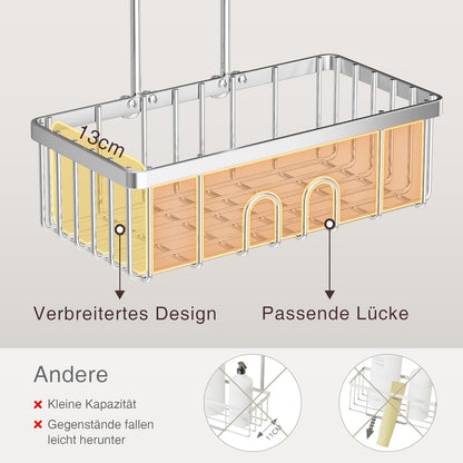 Duschablage Ohne Bohren Duschregal Hängen - Duschablage Zum Hängen Shampoo Halterung Für Dusche Duschkorb Ohne Bohren Dusche Halterung Shower Shelf Bad Regal Seifenhalter SS304 Edelstahl 30x13x8,5cm