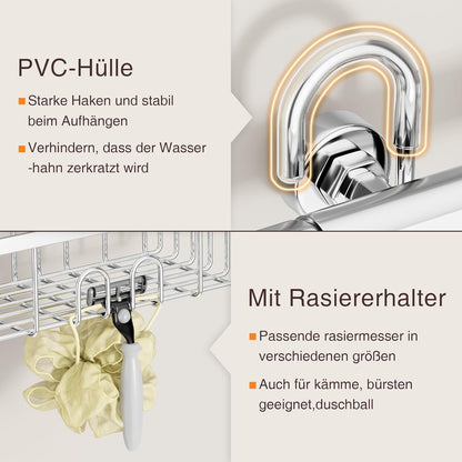Duschablage Ohne Bohren Duschregal Hängen - Duschablage Zum Hängen Shampoo Halterung Für Dusche Duschkorb Ohne Bohren Dusche Halterung Shower Shelf Bad Regal Seifenhalter SS304 Edelstahl 30x13x8,5cm